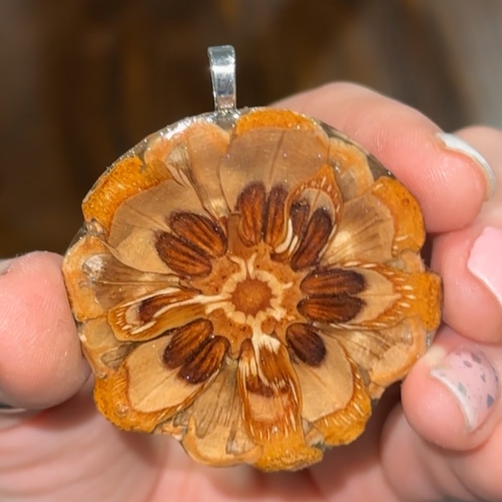 Handcrafted Pine Cone Slice Resin Pendant